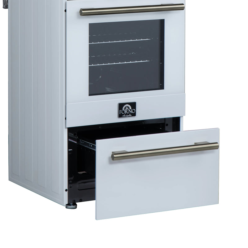 Forno Lamazze 20-Inch Freestanding Gas Range in White with Antique Brass Trim (FFSGS6265-20WHT)
