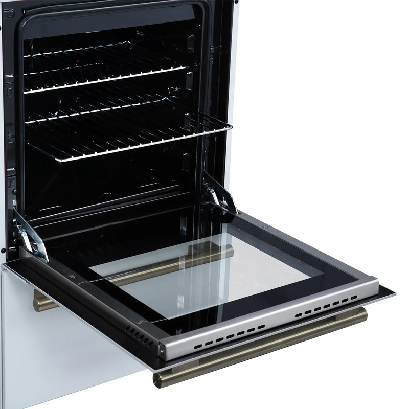 Forno Lamazze 20-Inch Freestanding Gas Range in White with Antique Brass Trim (FFSGS6265-20WHT)