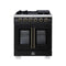 Forno Capriasca 30-Inch Freestanding French Door Gas Range with 4 Burners and 4.32 Cu.Ft. Convection Oven in Black with Antique Brass Handle (FFSGS6460-30BLK)