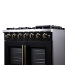 Forno Capriasca 36-Inch Freestanding French Door Gas Range with 6 Burners and 5.36 Cu.Ft. Convection Oven in Black with Antique Brass Handle (FFSGS6460-36BLK)