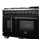 Forno Capriasca 48-Inch Freestanding French Door Gas Range with 8 Burners and 6.58 Cu.Ft. Convection Oven in Black with Antique Brass Handle (FFSGS6460-48BLK)