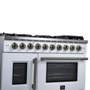 Forno Capriasca 48-Inch Freestanding French Door Gas Range with 8 Burners and 6.58 Cu.Ft. Convection Oven in White with Antique Brass Handle (FFSGS6460-48WHT)