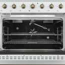 Forno 5-Piece Appliance Package - 36-Inch Gas Range, Wall Mount Range Hood, 60-Inch Refrigerator, Dishwasher, & 24-Inch Microwave Drawer in White with Antique Brass Handle