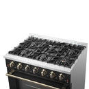 Forno Galiano 36-Inch Gas Range with 6 Burners and 5.36 Cu.Ft. Convection Oven in Black with Antique Brass Trim (FFSGS6244-36BLK)