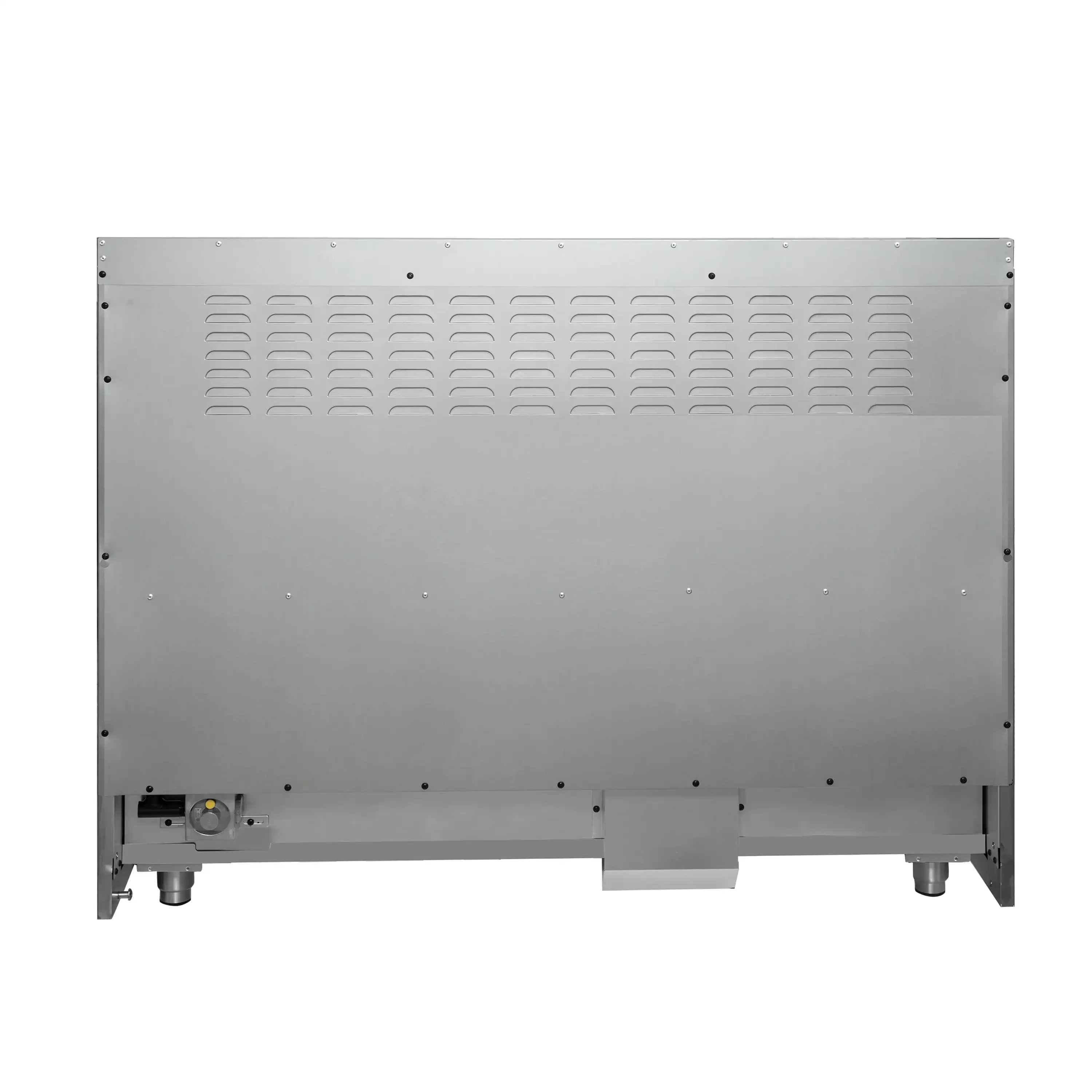 White built-in dishwasher back panel with lower ports and vent grille
