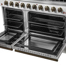 Forno Galiano 5-Piece Appliance Package - 48-Inch Gas Range, 48-Inch Hood, 36-Inch Refrigerator, 24-Inch Dishwasher, & 24-Inch Microwave Drawer in White with Antique Brass Trim