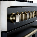 Forno Giovanni 30-Inch Gas Range with 5 Burners and 4.32 Cu.Ft. Convection Gas Oven with Temperature Gauge in Black with Antique Brass Trim (FFSGS6274-30BLK)