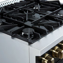 Forno Marco 30-Inch Gas Range with 4 Burners and 4.32 Cu.Ft. Convection Oven in Black with Antique Brass Trim (FFSGS6277-30BLK)