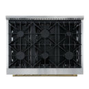 Forno Marco 36-Inch Gas Range with 6 Burners and 5.36 Cu.Ft. Convection Oven in Black with Antique Brass Trim (FFSGS6277-36BLK)