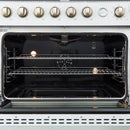 Forno Marco 36-Inch Gas Range with 6 Burners and 5.36 Cu.Ft. Convection Oven in White with Antique Brass Trim (FFSGS6277-36WHT)