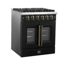 Forno 5-Piece Appliance Package - 30-inch Gas Range, Hood, Refrigerator, Dishwasher and 30-Inch Microwave Drawer in Black