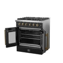 Forno 5-Piece Appliance Package - 30-inch Gas Range, Hood, Refrigerator, Dishwasher and 24-Inch Microwave Drawer in Black