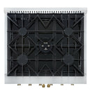 Forno Galiano 30-Inch French Door Gas Range with 5 Burners and 4.32 Cu.Ft. Convection Oven in White with Antique Brass Trim (FFSGS6444-30WHT)