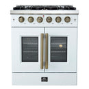 Forno 5-Piece Appliance Package - 30-inch Gas Range, Hood, Refrigerator, Dishwasher and 30-Inch Microwave Oven in White