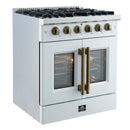 Forno 5-Piece Appliance Package - 30-inch Gas Range, Hood, Refrigerator, Dishwasher and 30-Inch Microwave Oven in White