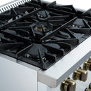 Forno Galiano 30-Inch French Door Gas Range with 5 Burners and 4.32 Cu.Ft. Convection Oven in White with Antique Brass Trim (FFSGS6444-30WHT)