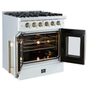 Forno 5-Piece Appliance Package - 30-inch Gas Range, Hood, Refrigerator, Dishwasher and 30-Inch Microwave Drawer in White