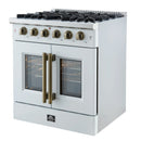 Forno 5-Piece Appliance Package - 30-inch Gas Range, Hood, Refrigerator, Dishwasher and 24-Inch Microwave Oven in White