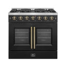 Forno 5-Piece Appliance Package - 36-inch Gas Range, Hood, Refrigerator, Dishwasher and 30-Inch Microwave Oven in Black