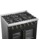 Forno 5-Piece Appliance Package - 36-inch Gas Range, Hood, Refrigerator, Dishwasher and 24-Inch Microwave Oven in Black