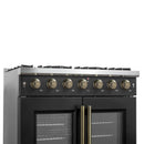 Forno 5-Piece Appliance Package - 36-inch Gas Range, Hood, Refrigerator, Dishwasher and 30-Inch Microwave Oven in Black