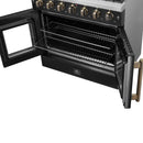 Forno 5-Piece Appliance Package - 36-inch Gas Range, Hood, Refrigerator, Dishwasher and 24-Inch Microwave Drawer in Black