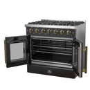 Forno 5-Piece Appliance Package - 36-inch Gas Range, Hood, Refrigerator, Dishwasher and 24-Inch Microwave Oven in Black