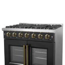 Forno 5-Piece Appliance Package - 36-inch Gas Range, Hood, Refrigerator, Dishwasher and 30-Inch Microwave Oven in Black