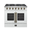 Forno 5-Piece Appliance Package - 36-inch Gas Range, Hood, Refrigerator, Dishwasher and 30-Inch Microwave Drawer in White