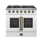 Forno Galiano 36-Inch French Door Gas Range with 6 Burners and 5.36 Cu.Ft. Convection Oven in White with Antique Brass Trim (FFSGS6444-36WHT)