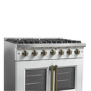 Forno 5-Piece Appliance Package - 36-inch Gas Range, Hood, Refrigerator, Dishwasher and 30-Inch Microwave Drawer in White