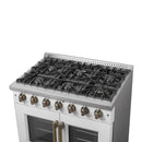 Forno 5-Piece Appliance Package - 36-inch Gas Range, Hood, Refrigerator, Dishwasher and 24-Inch Microwave Drawer in White