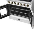 Forno 5-Piece Appliance Package - 36-inch Gas Range, Hood, Refrigerator, Dishwasher and 24-Inch Microwave Oven in White