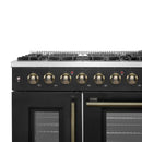 Forno 5-Piece Appliance Package - 48-inch Gas Range, Hood, Refrigerator, Dishwasher and 24-Inch Microwave Oven in Black