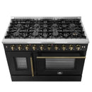 Forno 5-Piece Appliance Package - 48-inch Gas Range, Hood, Refrigerator, Dishwasher and 24-Inch Microwave Oven in Black
