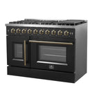 Forno 5-Piece Appliance Package - 48-inch Gas Range, Hood, Refrigerator, Dishwasher and 24-Inch Microwave Oven in Black