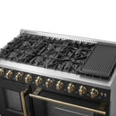 Forno 5-Piece Appliance Package - 48-inch Gas Range, Hood, Refrigerator, Dishwasher and 24-Inch Microwave Oven in Black