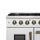 Forno 5-Piece Appliance Package - 48-inch Gas Range, Hood, Refrigerator, Dishwasher and 24-Inch Microwave Oven in White