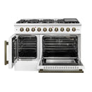 Forno 5-Piece Appliance Package - 48-inch Gas Range, Hood, Refrigerator, Dishwasher and 30-Inch Microwave Drawer in White