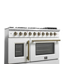 Forno 5-Piece Appliance Package - 48-inch Gas Range, Hood, Refrigerator, Dishwasher and 30-Inch Microwave Oven in White