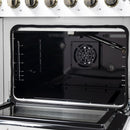 Forno Galiano 48-Inch French Door Gas Range with 8 Burners and 6.58 Cu. Ft. Convection Oven in White with Antique Brass Trim (FFSGS6444-48WHT)