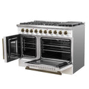 Forno 5-Piece Appliance Package - 48-inch Gas Range, Hood, Refrigerator, Dishwasher and 24-Inch Microwave Oven in White