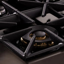Kucht 2-Piece Appliance Package - 48-Inch Natural Gas Range with 6.7 Cu. Ft. Oven & Wall Mount Range Hood in Dark Titanium Stainless Steel with Gold Accents