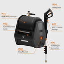 Giraffe Tools Grandfalls Essential Retractable Pressure Washer, 2900 PSI and 100ft Premium Hose (HP135-G30B)