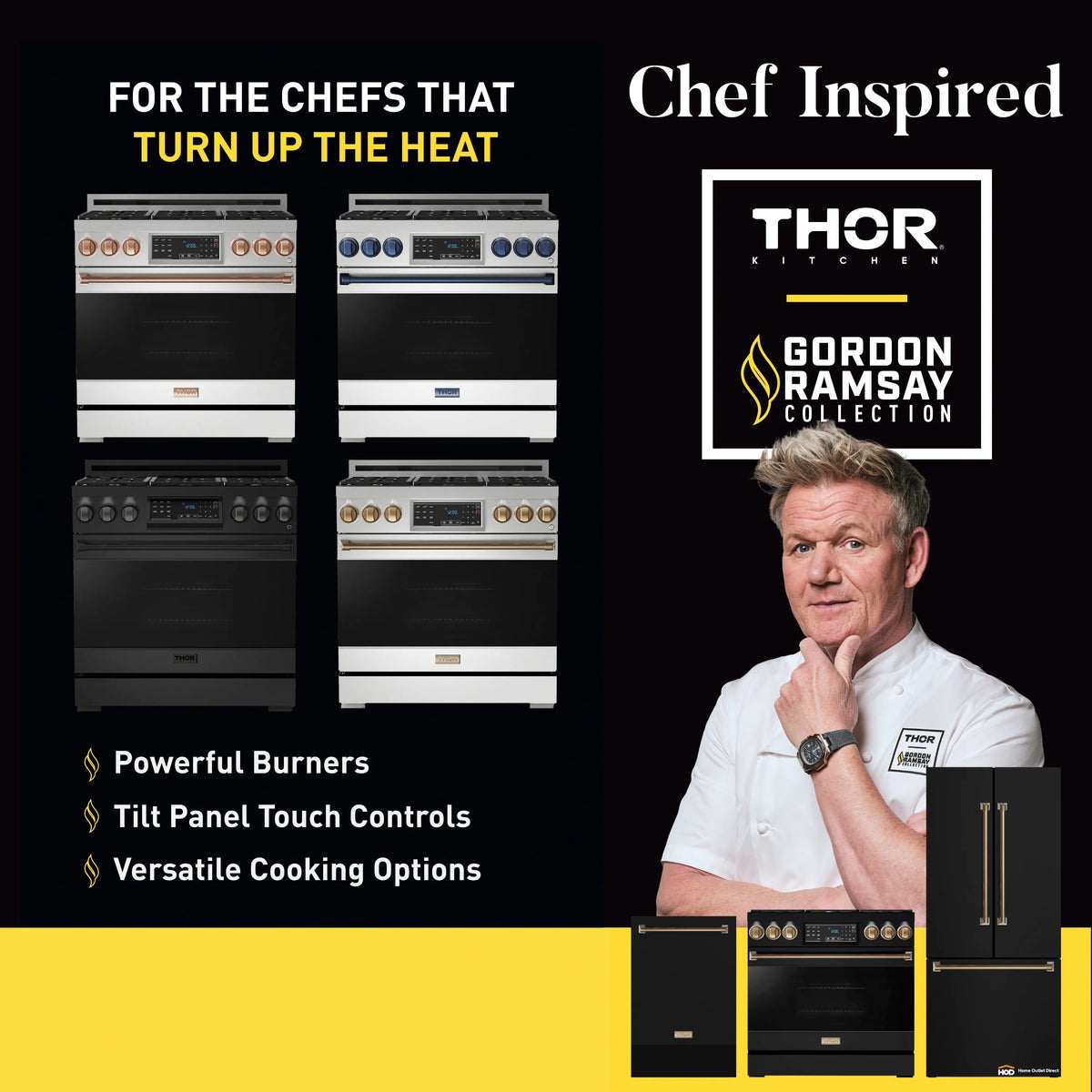 Electric range display with four burner circles, bronze knobs, and black digital control screen