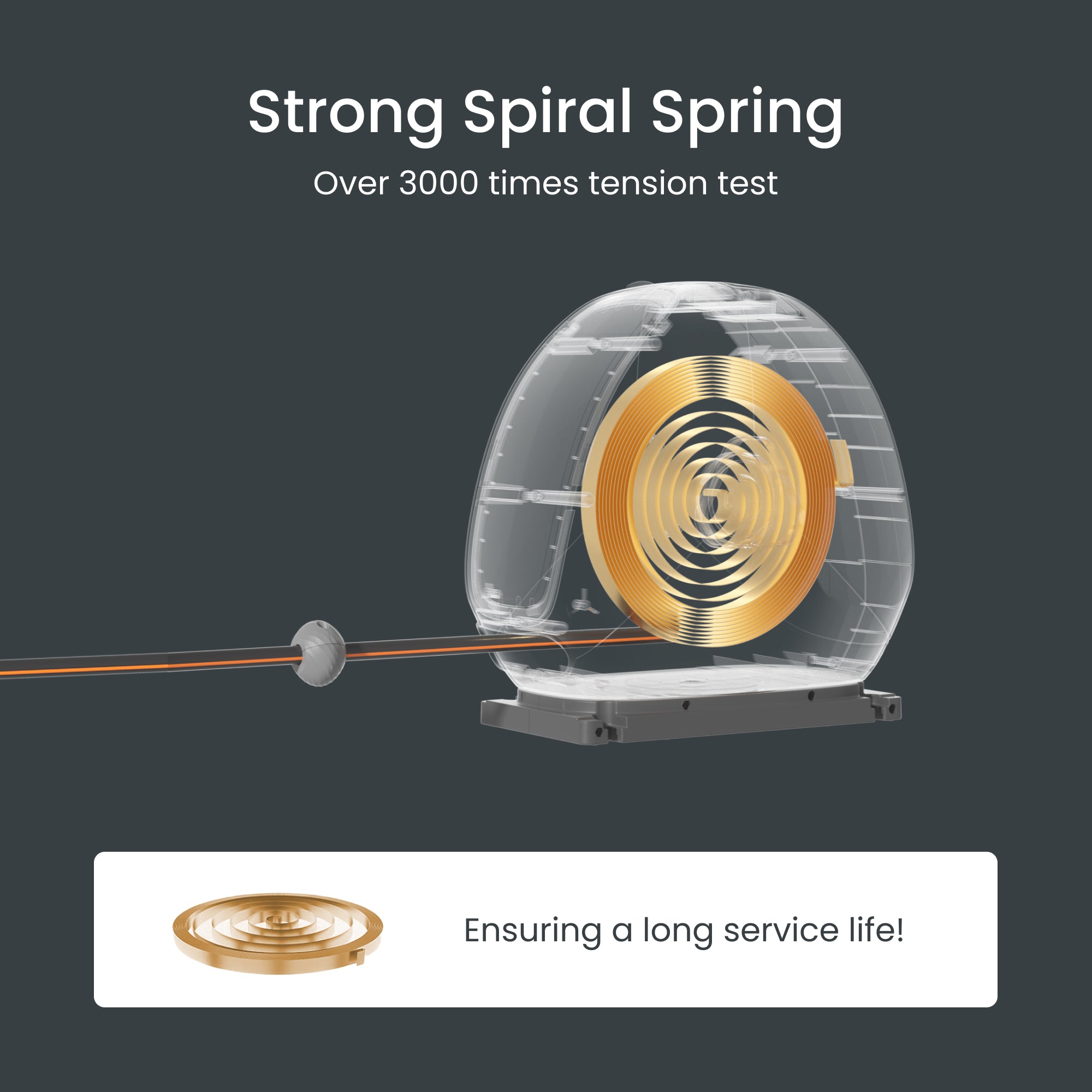 Retractable hose reel spring mechanism diagram with spiral spring core and coiled insert