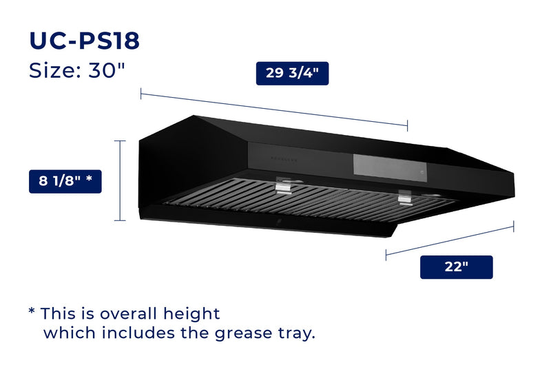 Hauslane Under Cabinet Touch Control Range Hood with Stainless Steel Filters in Black Stainless Steel (UC-PS18BSS)