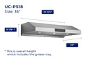 Hauslane Ducted Under Cabinet Range Hood (UC-PS18)