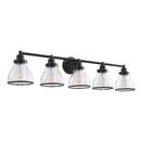 Parrot Uncle Hermosa Modern Polished Nickel & Black 5-Light Bathroom Vanity Light