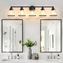 Parrot Uncle Hermosa Modern Polished Nickel & Black 5-Light Bathroom Vanity Light